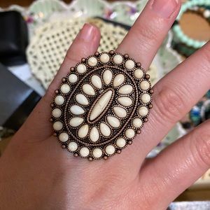 White Buffalo turquoise adjustable ring
